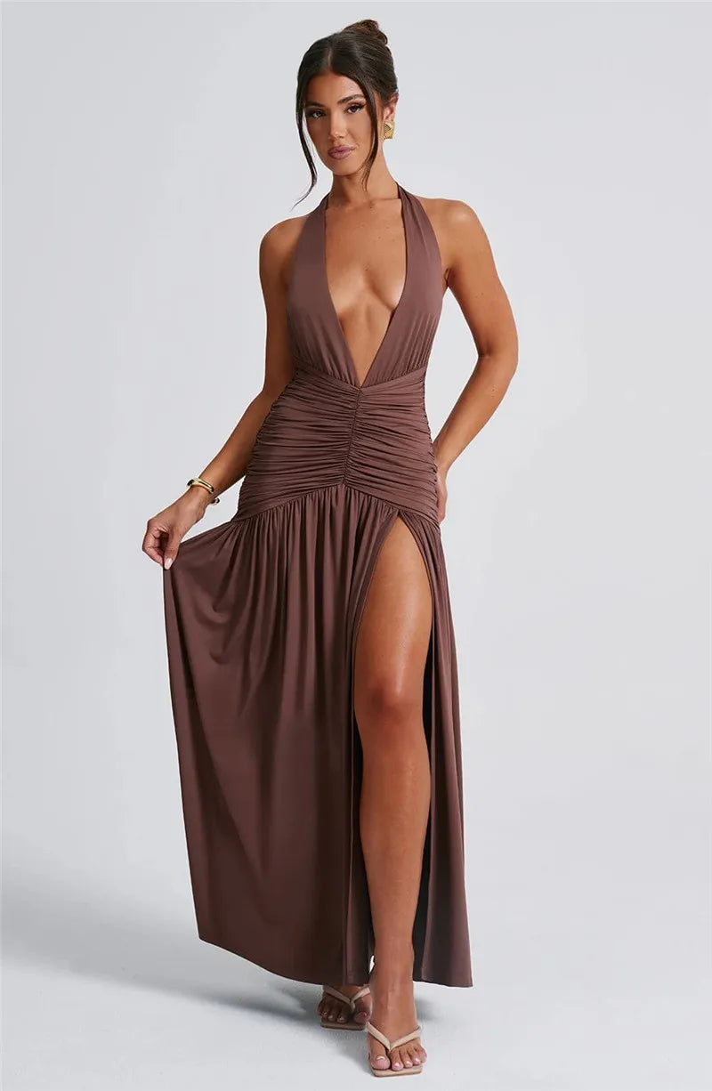 Halter Deep V Dress