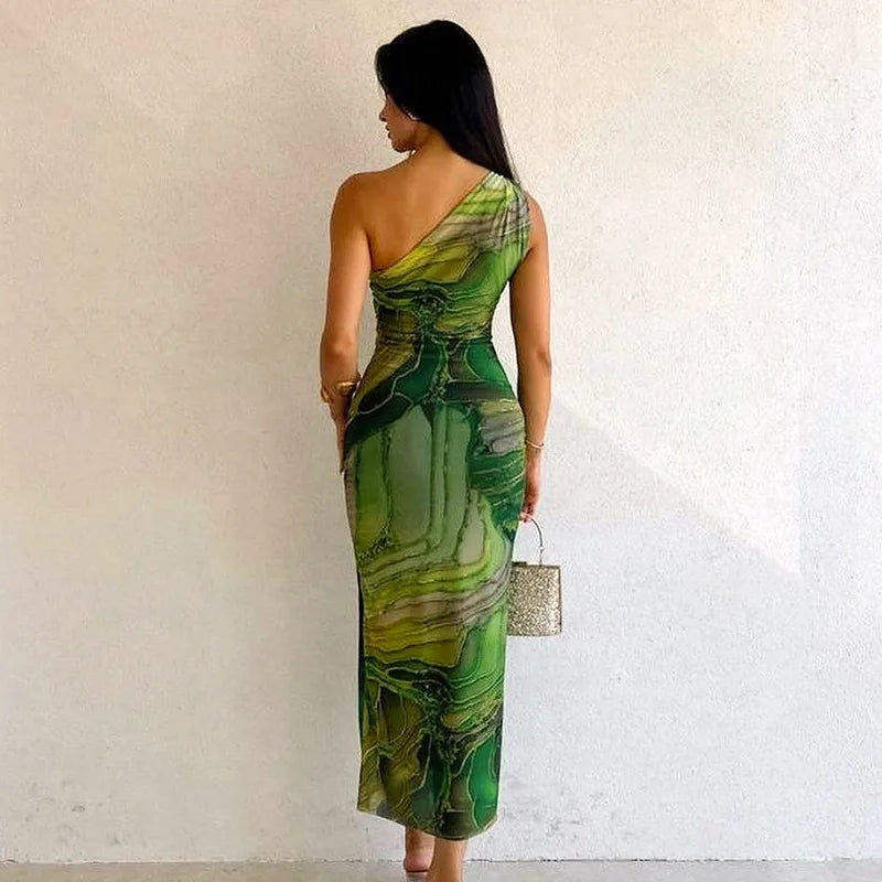 Green Print Dress