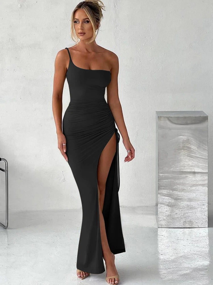 Drawstring High Slit Dress