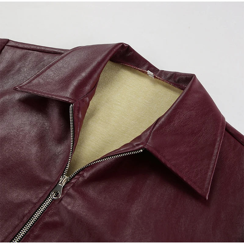 Plum Leather Bomber