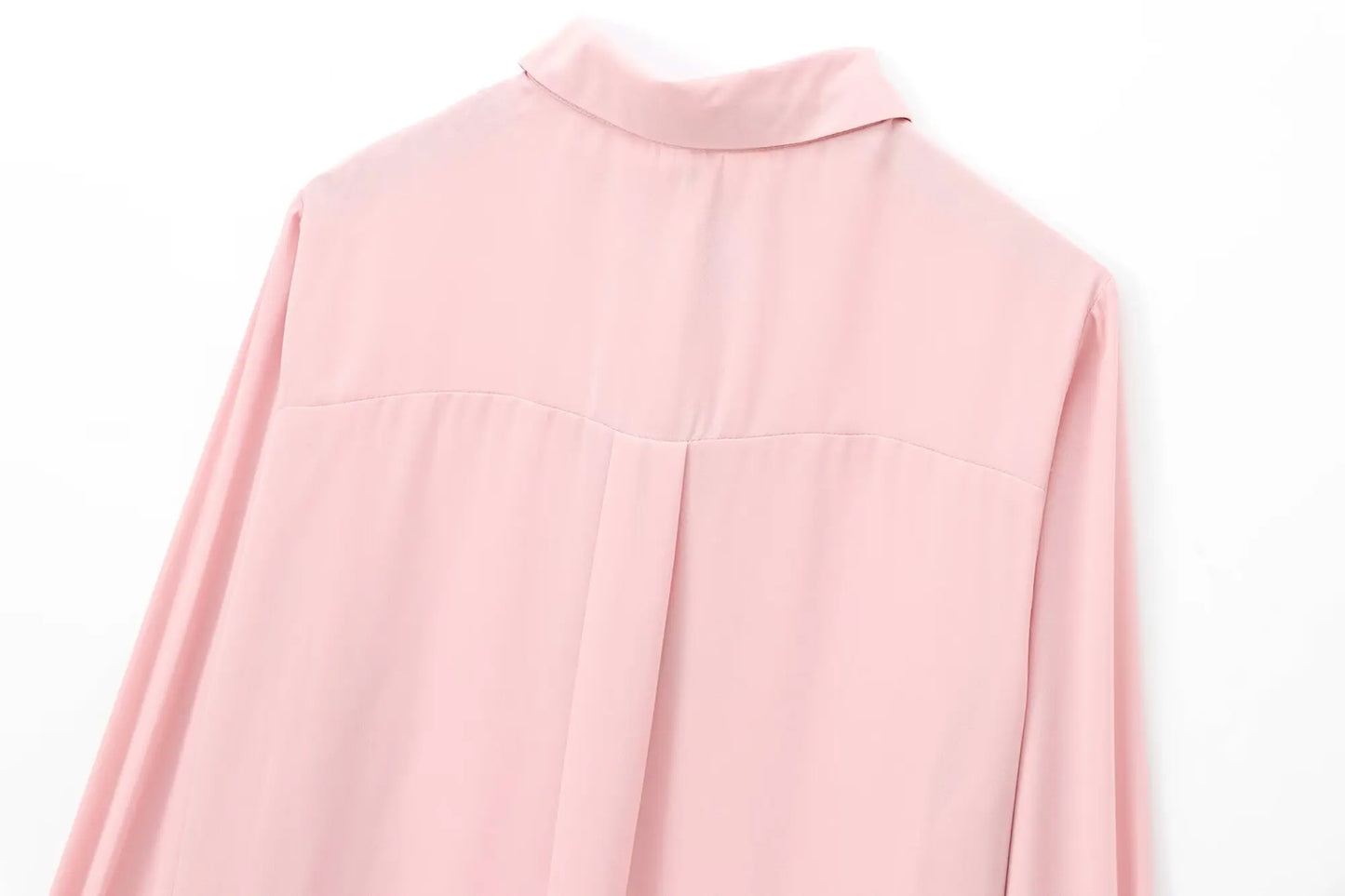 TRAFZA Autumn Fashion Women Blouses Pink Turn-Down Collar Long Sleeve Bow Decorate Single Breasted Female Casual Chic Shirts