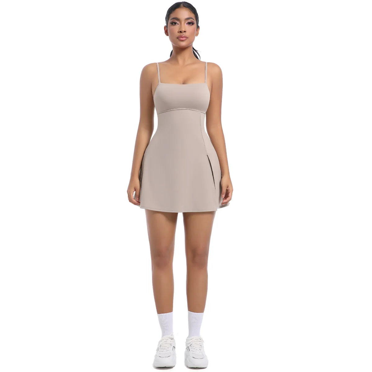 Workout Tennis Dress with Built in Short Women Sexy Fitness Mini Dress Cut Out Yoga Exercise Romper Pickleball Sports Overalls