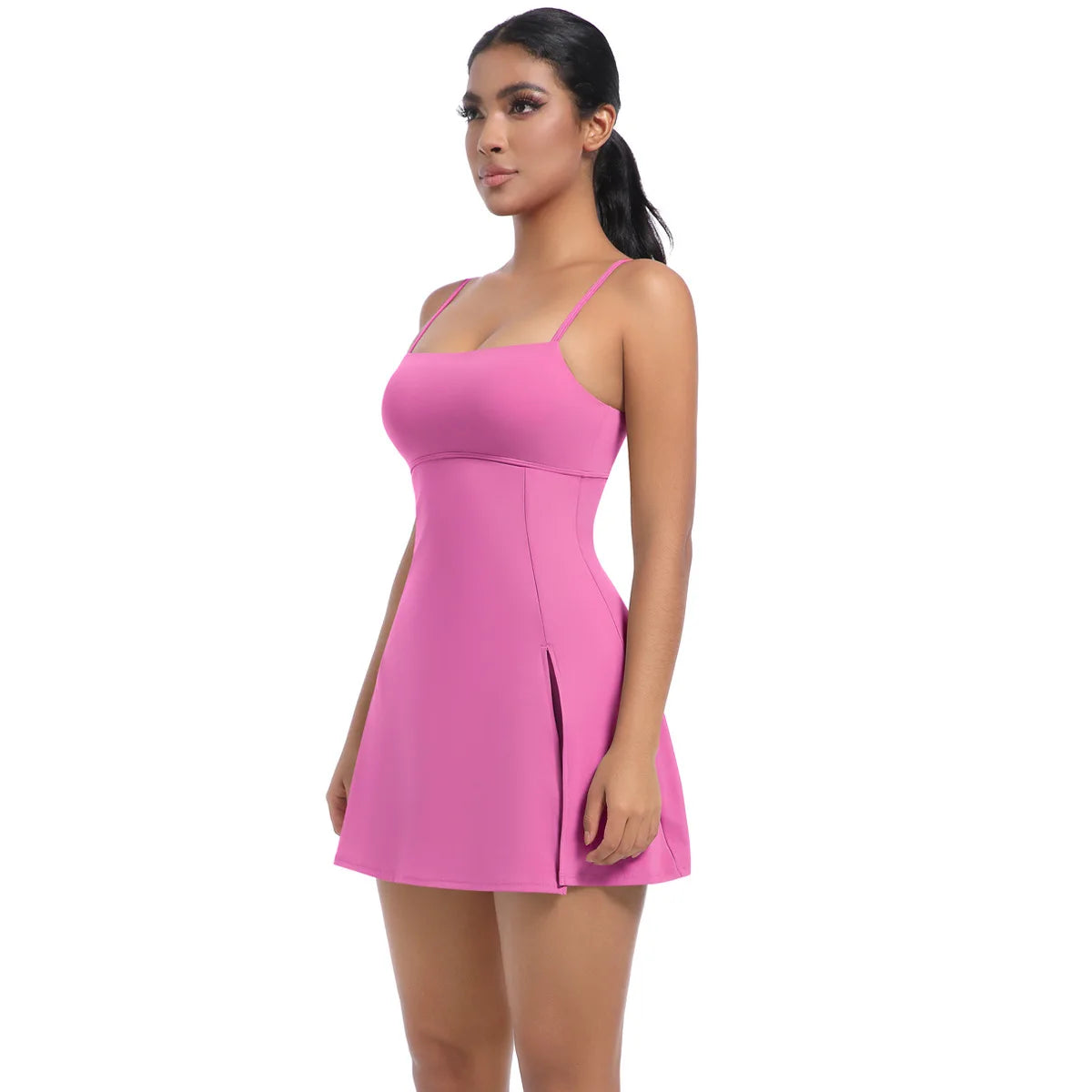 Workout Tennis Dress with Built in Short Women Sexy Fitness Mini Dress Cut Out Yoga Exercise Romper Pickleball Sports Overalls