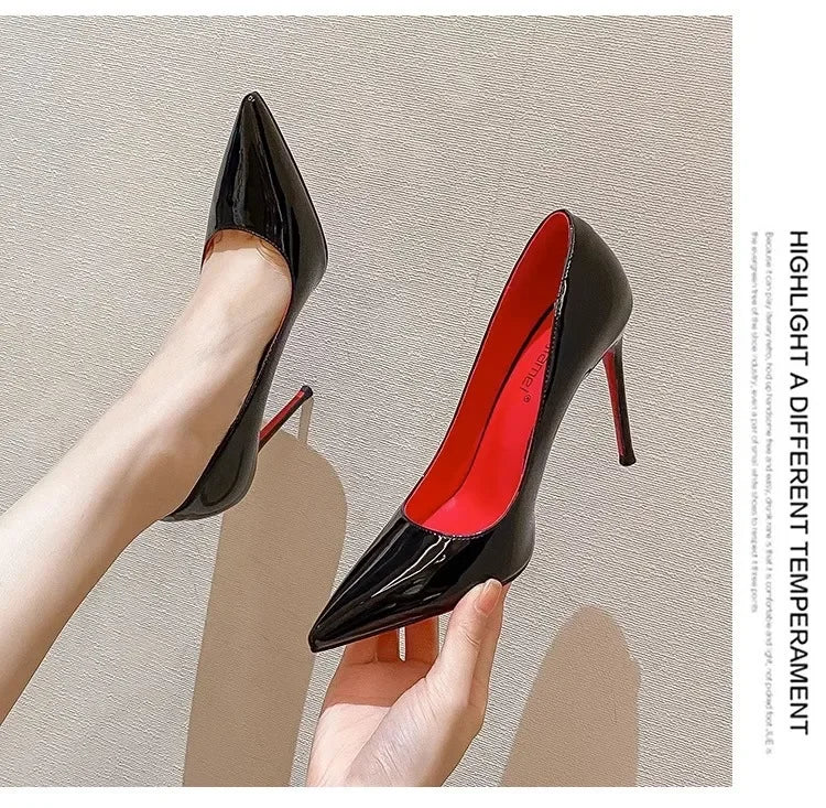 Women's High Heels 2024 Spring and Autumn Season New Thin Heel Red Sole High Heel Single Shoes