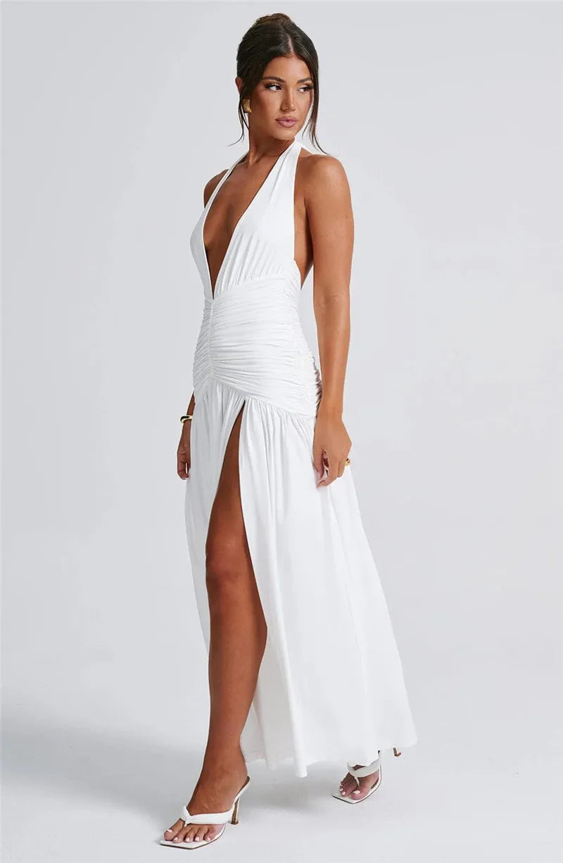 Halter Deep V Dress