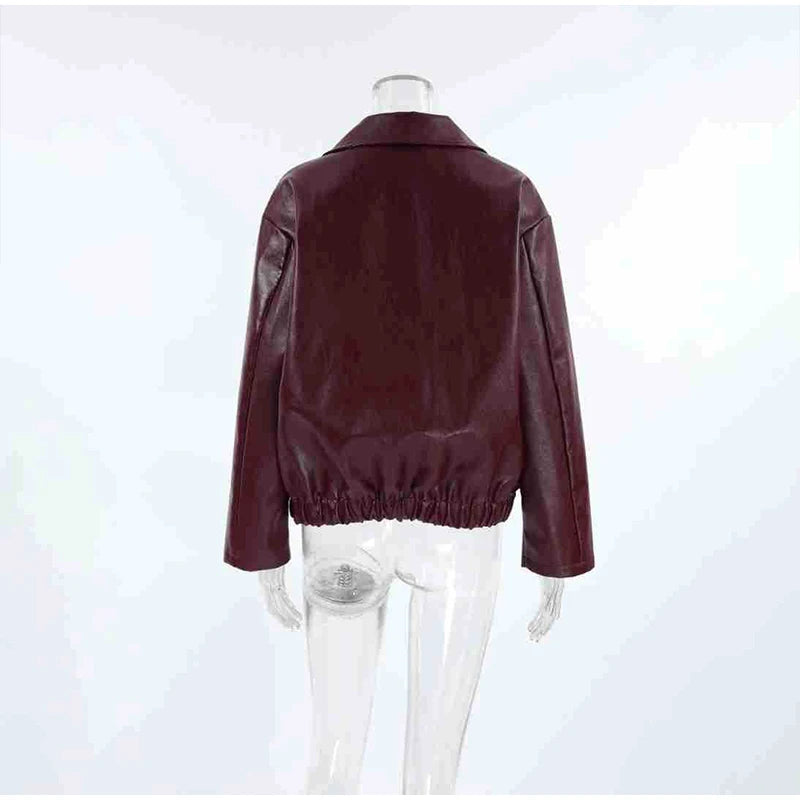 Plum Leather Bomber