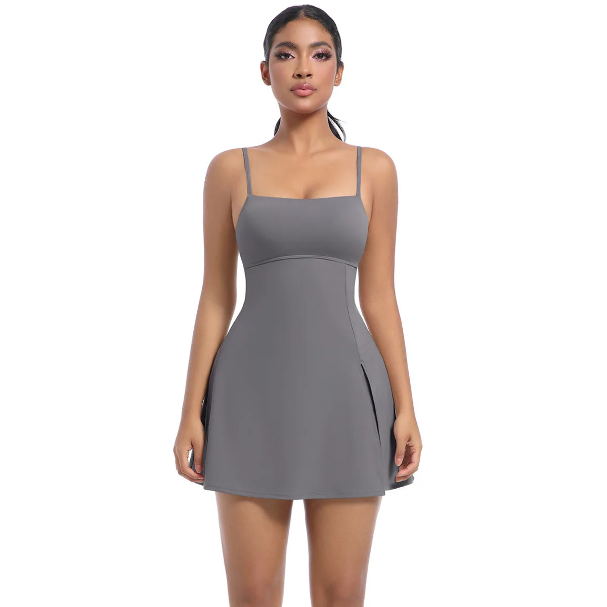 Workout Tennis Dress with Built in Short Women Sexy Fitness Mini Dress Cut Out Yoga Exercise Romper Pickleball Sports Overalls