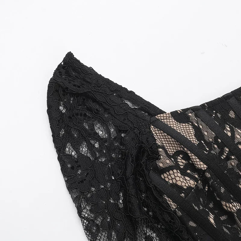 Black Lace Draped Dress