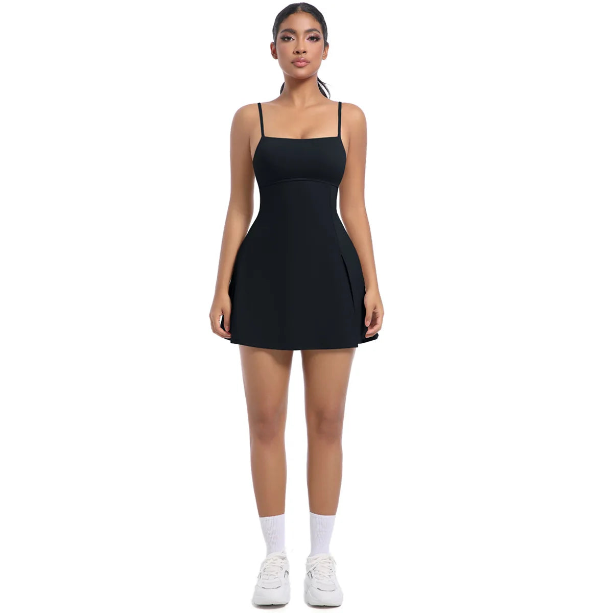 Workout Tennis Dress with Built in Short Women Sexy Fitness Mini Dress Cut Out Yoga Exercise Romper Pickleball Sports Overalls