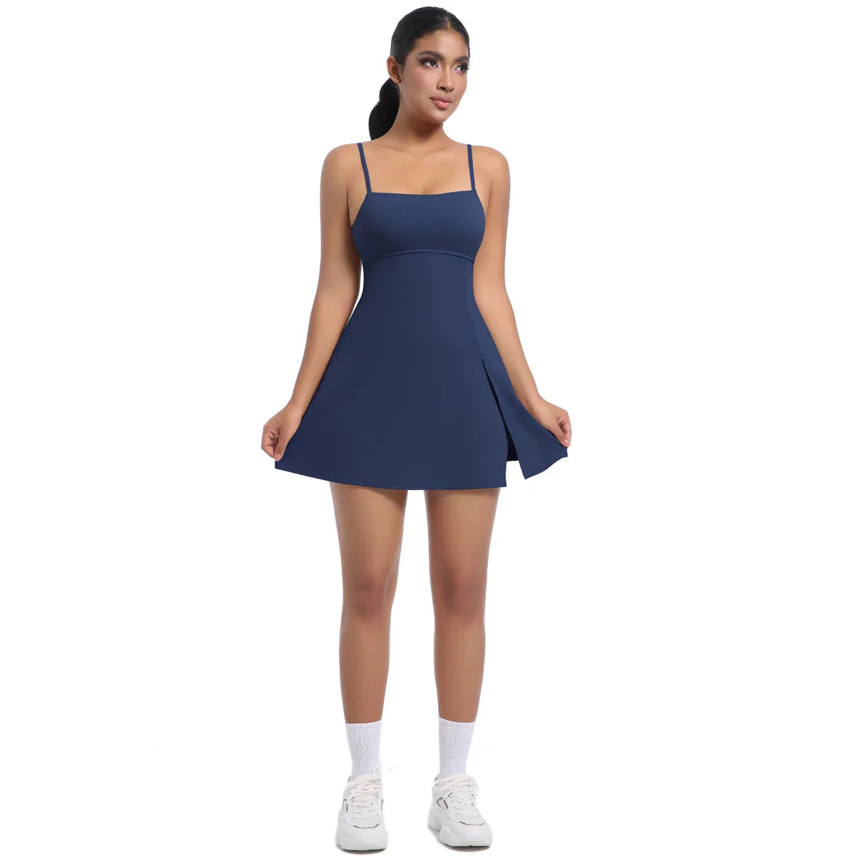 Workout Tennis Dress with Built in Short Women Sexy Fitness Mini Dress Cut Out Yoga Exercise Romper Pickleball Sports Overalls