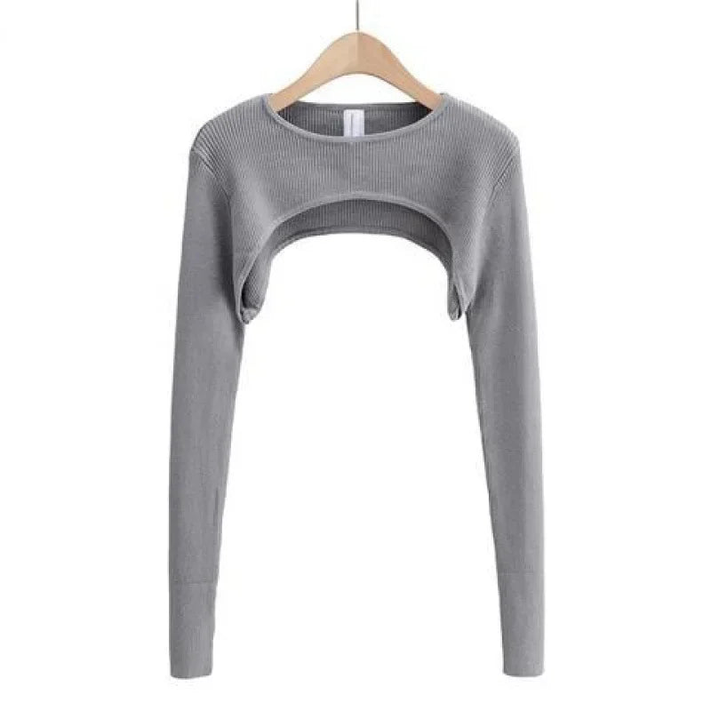 T-shirts Women Long Sleeve Crop Top Spring Autumn Y2k Aesthetic Clothes O-neck Black White Sexy Harajuku Knitted Tshirt 2023