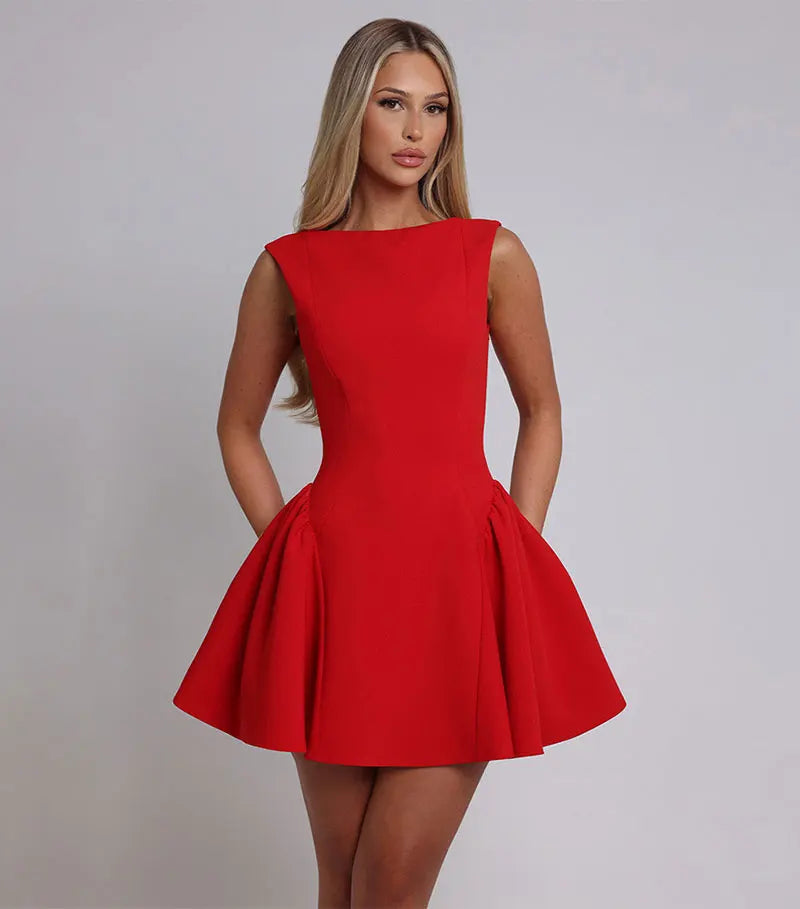 Backless Ruched Mini Dress