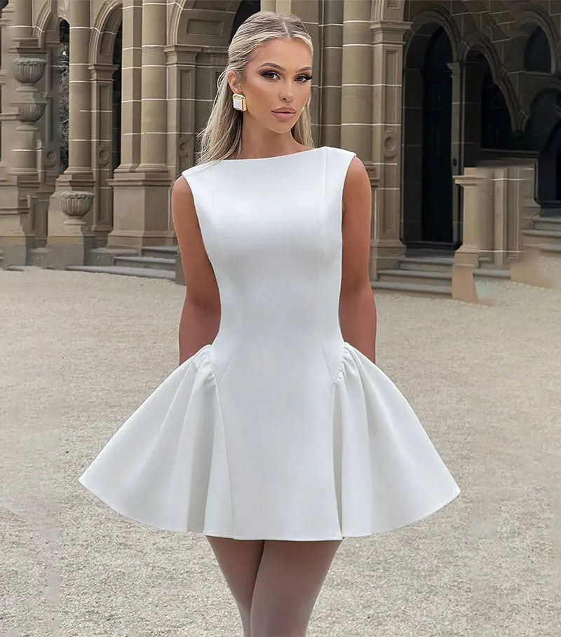 Backless Ruched Mini Dress