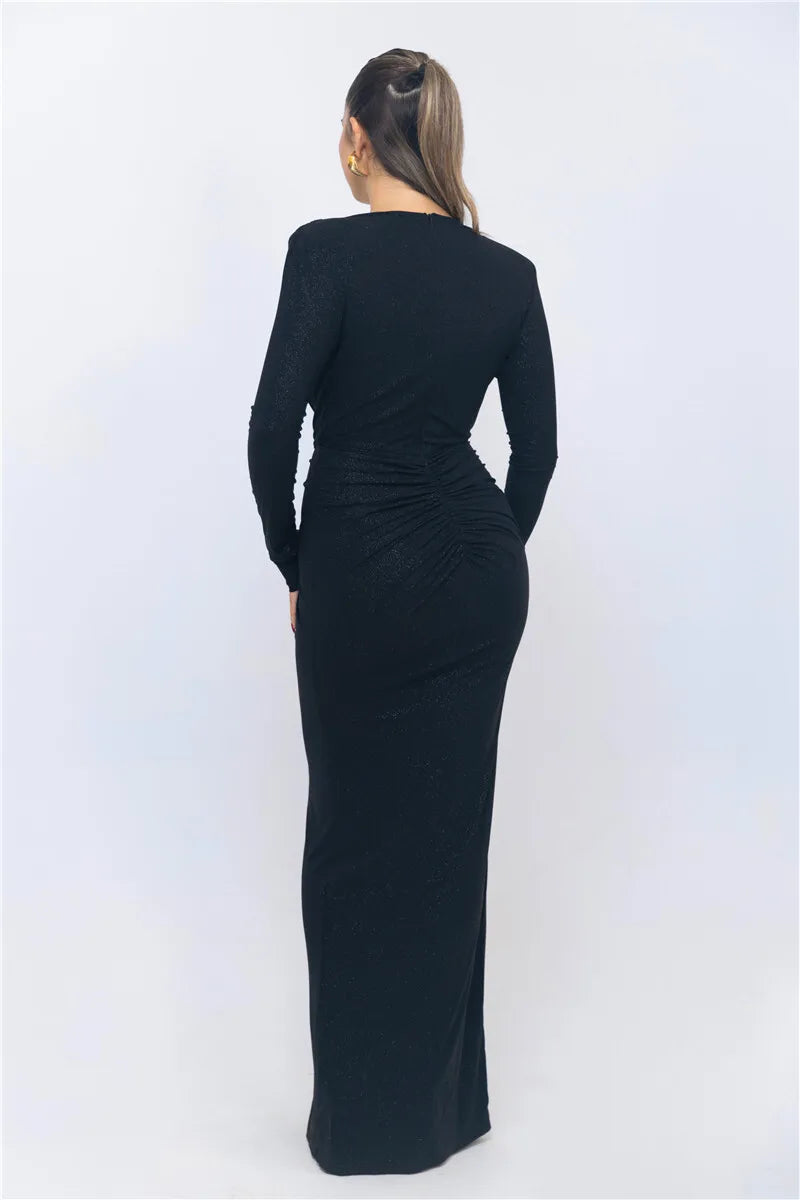 Elegant Sparkle Ruched Bodycon Dress