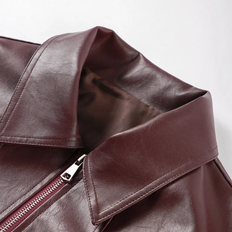 Plum Leather Bomber