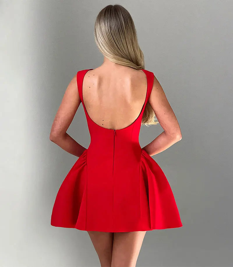 Backless Ruched Mini Dress