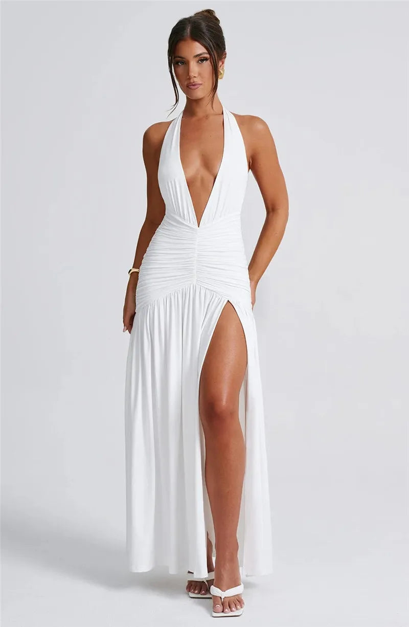 Halter Deep V Dress