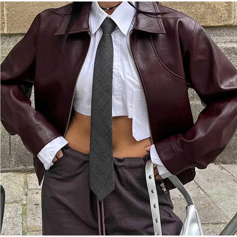 Plum Leather Bomber