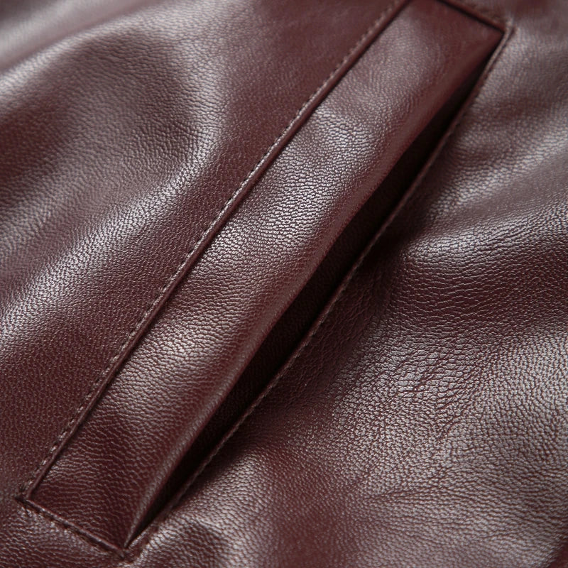 Plum Leather Bomber