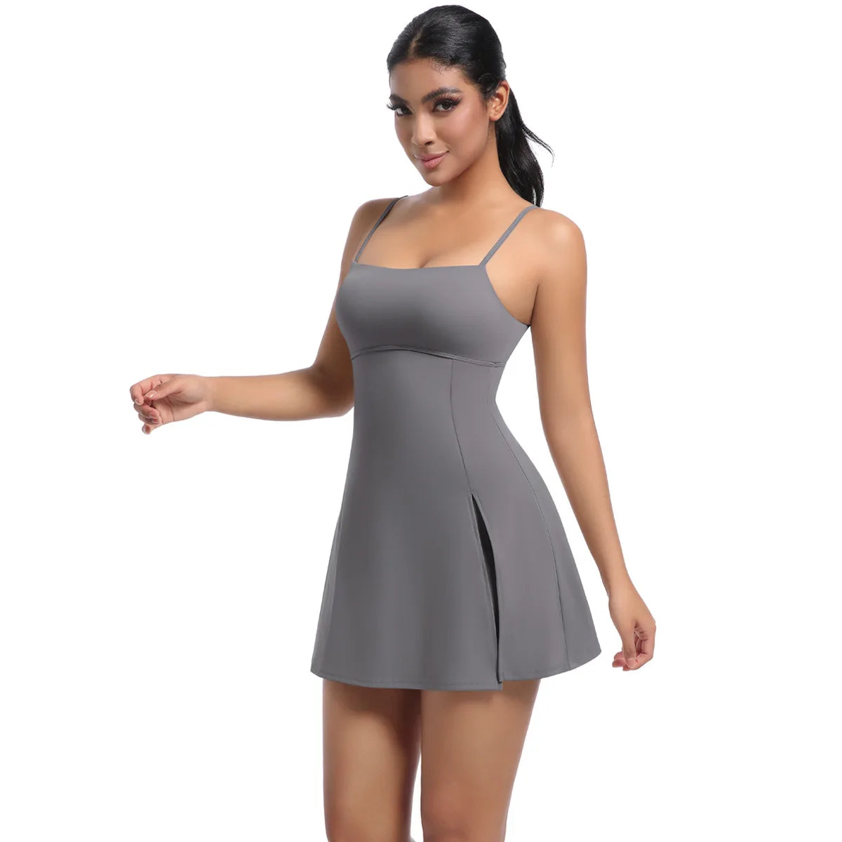 Workout Tennis Dress with Built in Short Women Sexy Fitness Mini Dress Cut Out Yoga Exercise Romper Pickleball Sports Overalls