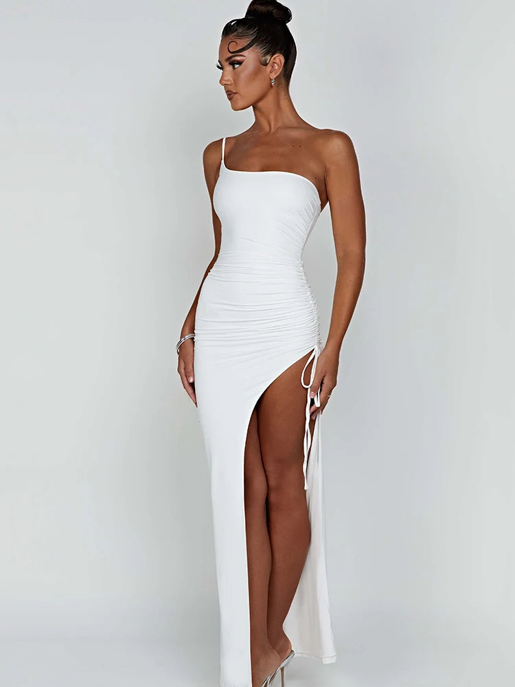 Drawstring High Slit Dress