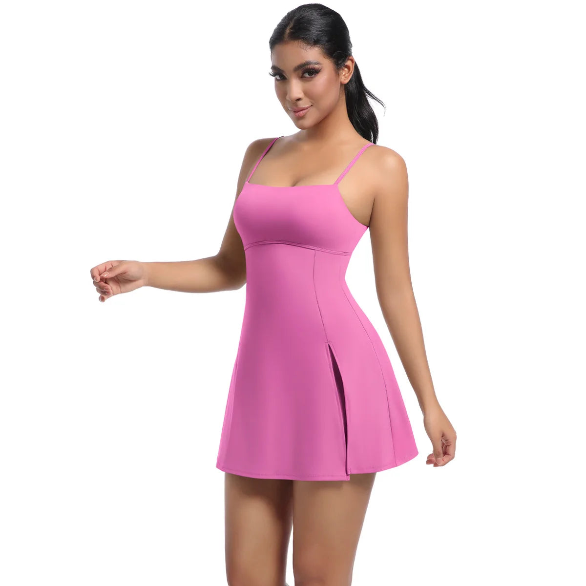 Workout Tennis Dress with Built in Short Women Sexy Fitness Mini Dress Cut Out Yoga Exercise Romper Pickleball Sports Overalls