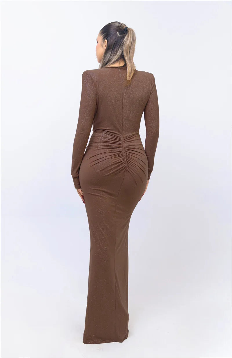 Elegant Sparkle Ruched Bodycon Dress