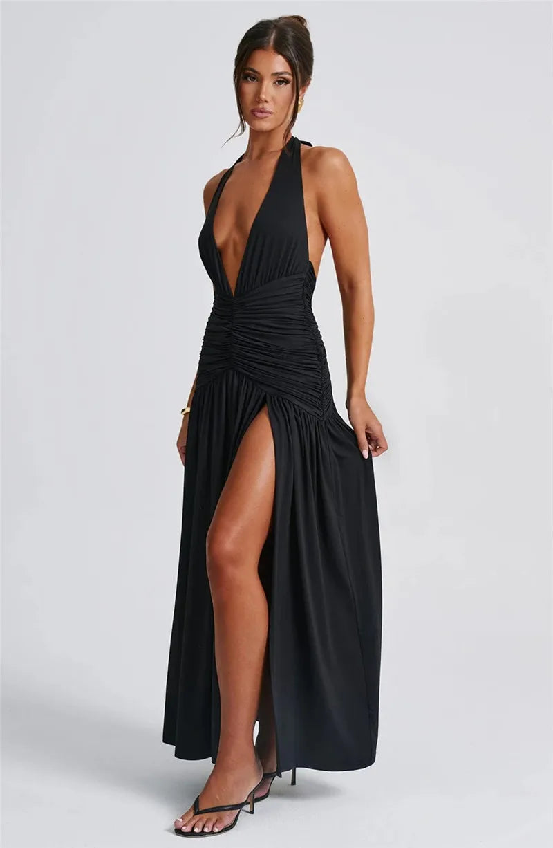 Halter Deep V Dress