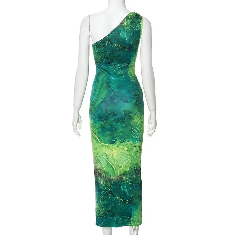 Green Print Dress