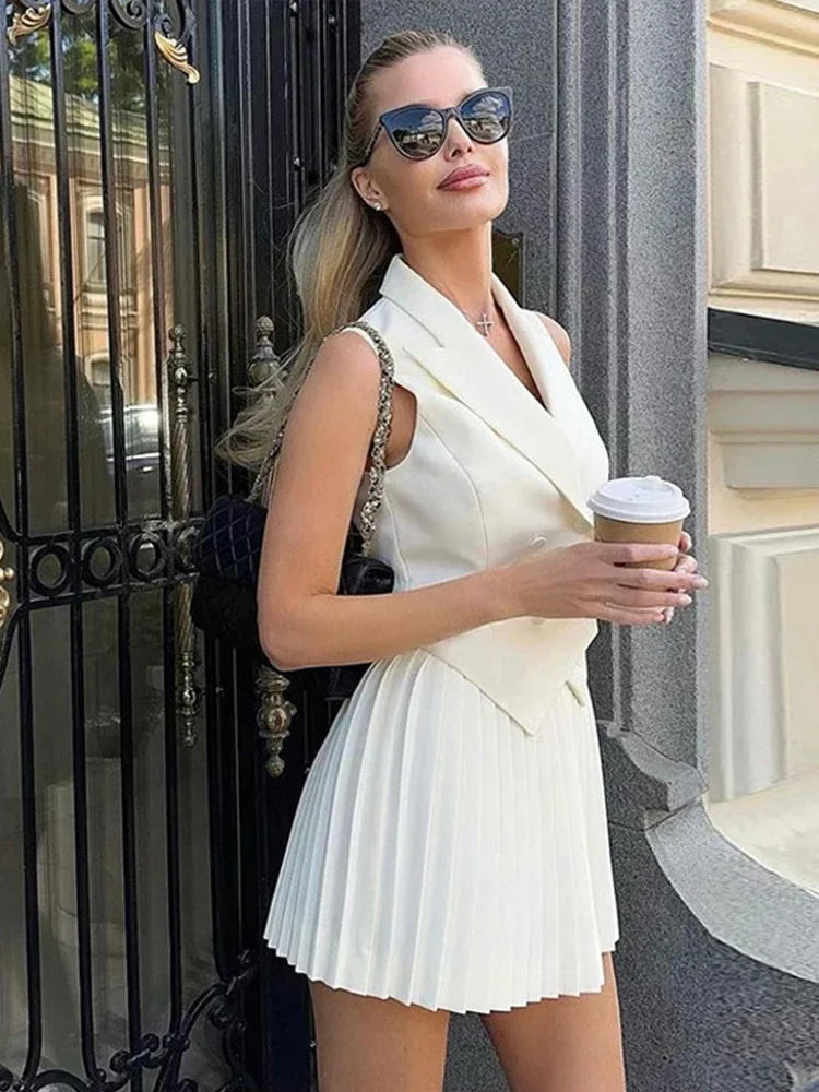 Elegant Vest Skirt Suit