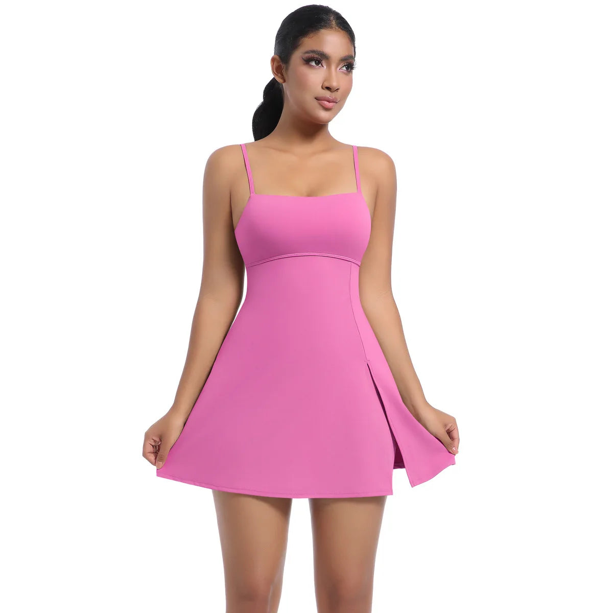 Workout Tennis Dress with Built in Short Women Sexy Fitness Mini Dress Cut Out Yoga Exercise Romper Pickleball Sports Overalls