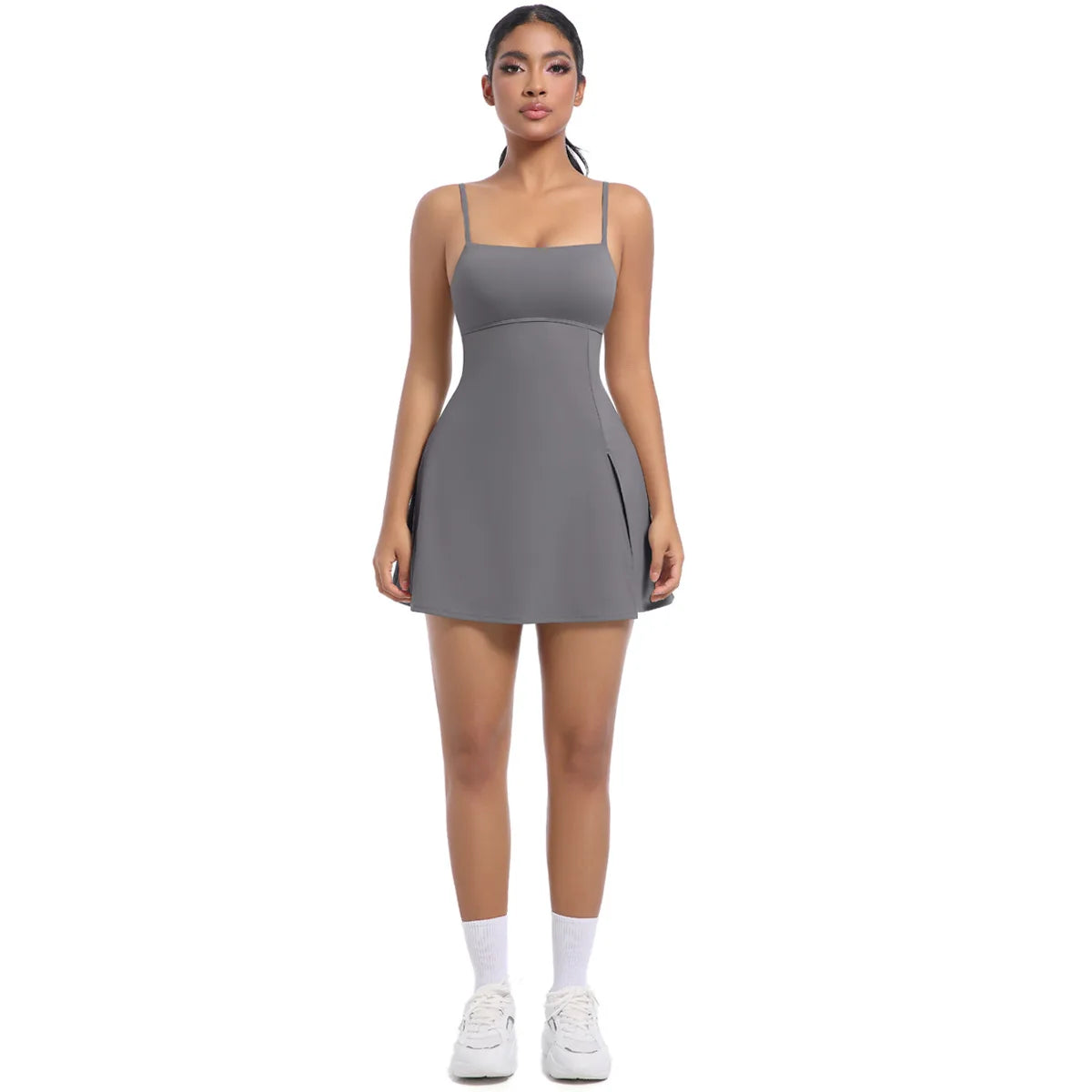 Workout Tennis Dress with Built in Short Women Sexy Fitness Mini Dress Cut Out Yoga Exercise Romper Pickleball Sports Overalls