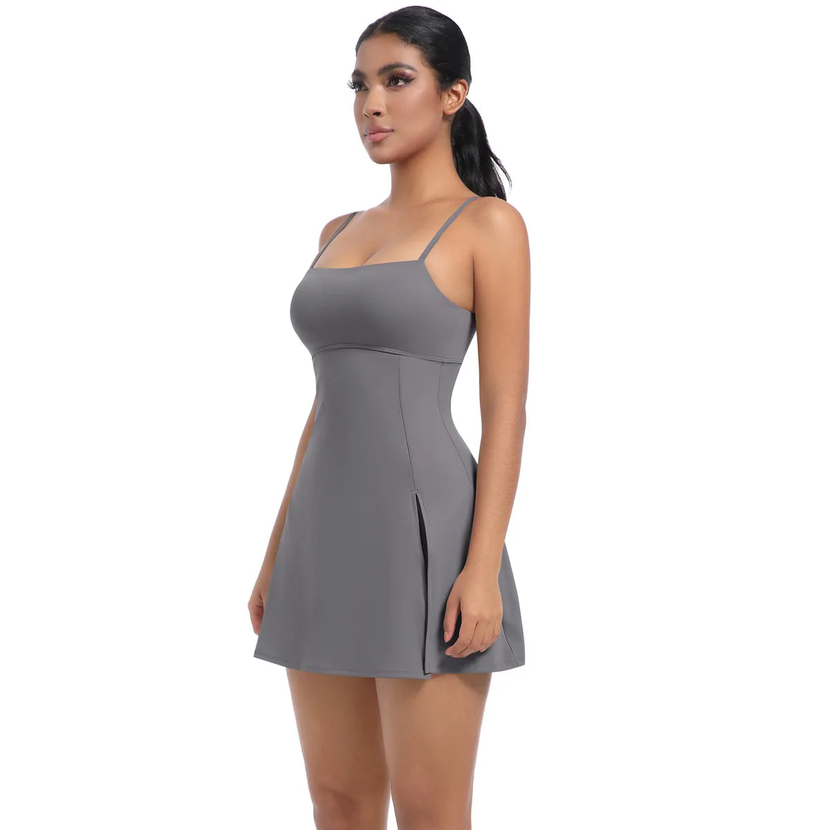 Workout Tennis Dress with Built in Short Women Sexy Fitness Mini Dress Cut Out Yoga Exercise Romper Pickleball Sports Overalls