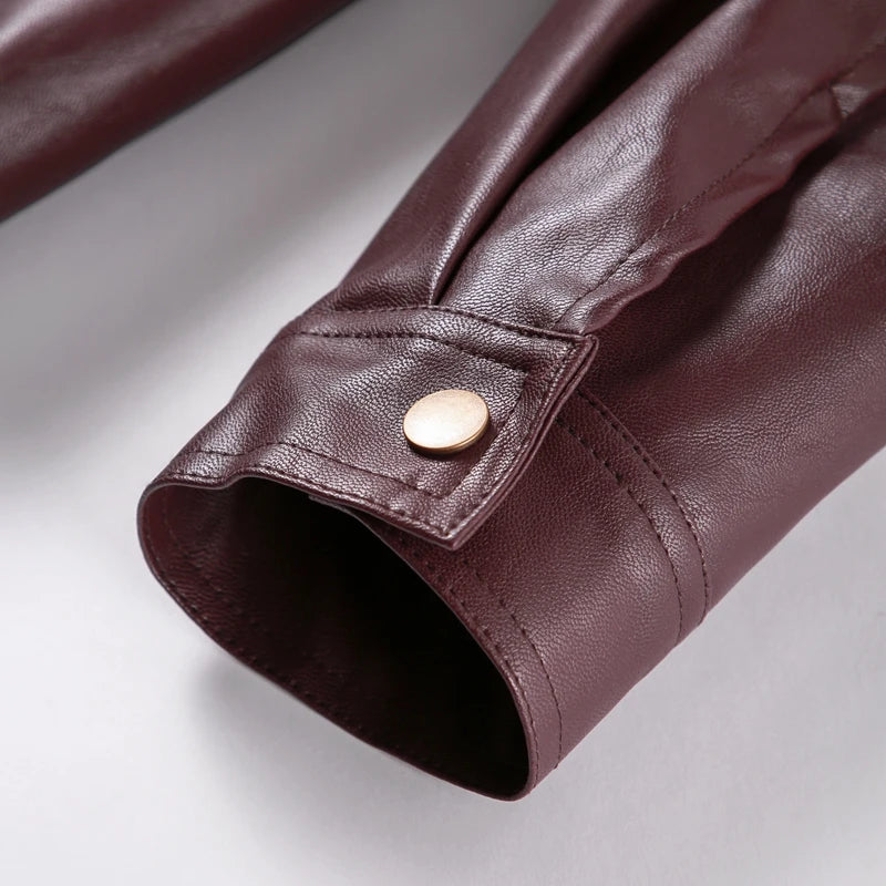 Plum Leather Bomber