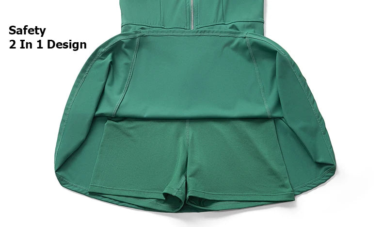 One Piece Tennis Dress Women Summer Solid Color Outdoor Running Skirt Breathable Quick Dry Jumpsuit Breathable Gym Clothes