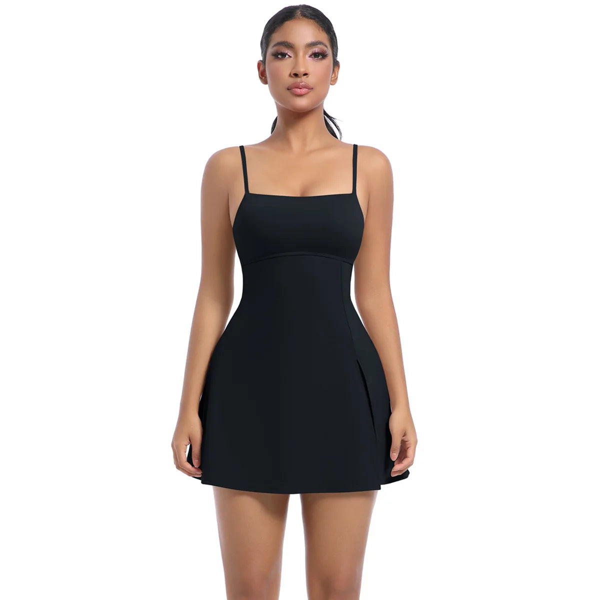 Workout Tennis Dress with Built in Short Women Sexy Fitness Mini Dress Cut Out Yoga Exercise Romper Pickleball Sports Overalls