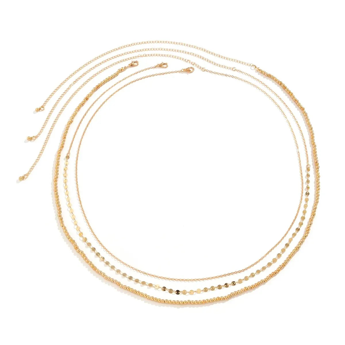 3Pcs/Set Sexy Multilayer Gold Color Beaded Thin Waist Chain for Women Summer Bikini Small Sequins Belly Chain Beach Body Jewelry