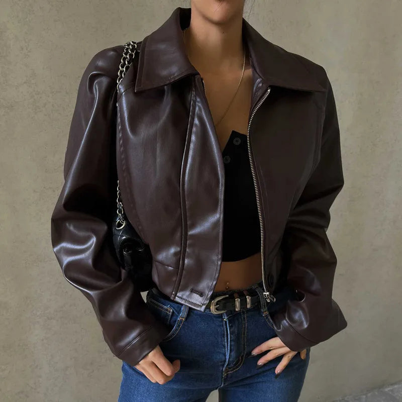 Plum Leather Bomber