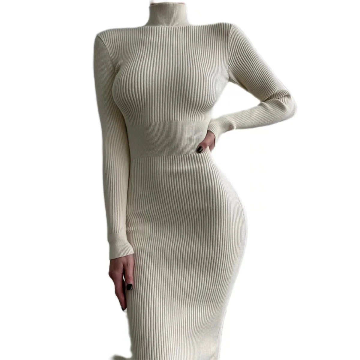 Knitted Turtleneck Dress