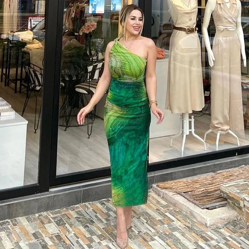 Green Print Dress