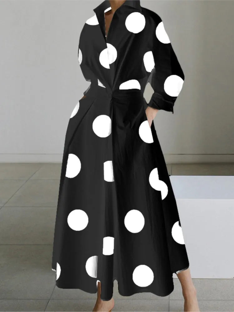 Dot Print Elegant Maxi Dress