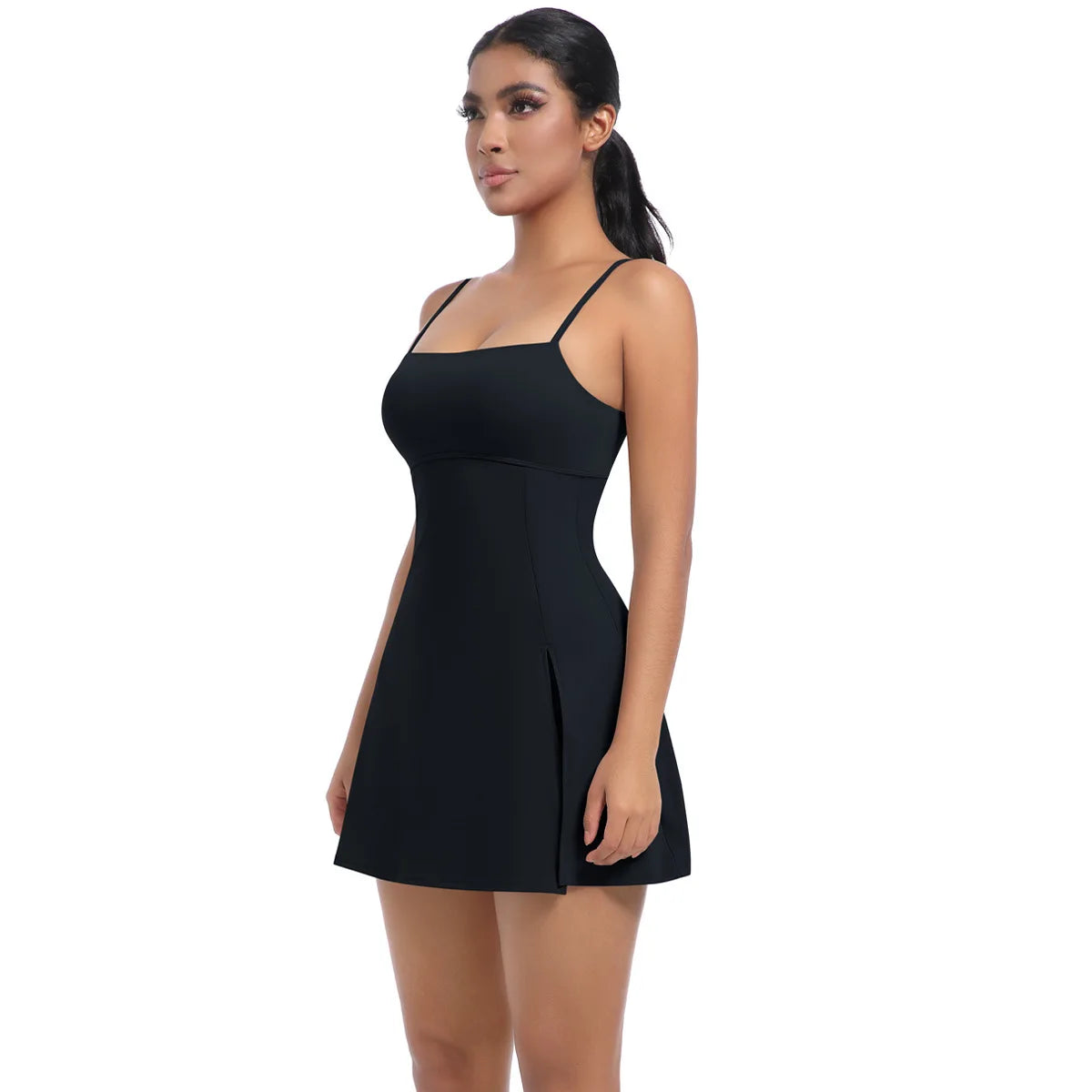 Workout Tennis Dress with Built in Short Women Sexy Fitness Mini Dress Cut Out Yoga Exercise Romper Pickleball Sports Overalls