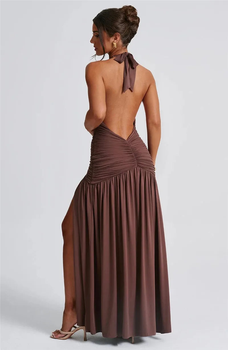 Halter Deep V Dress