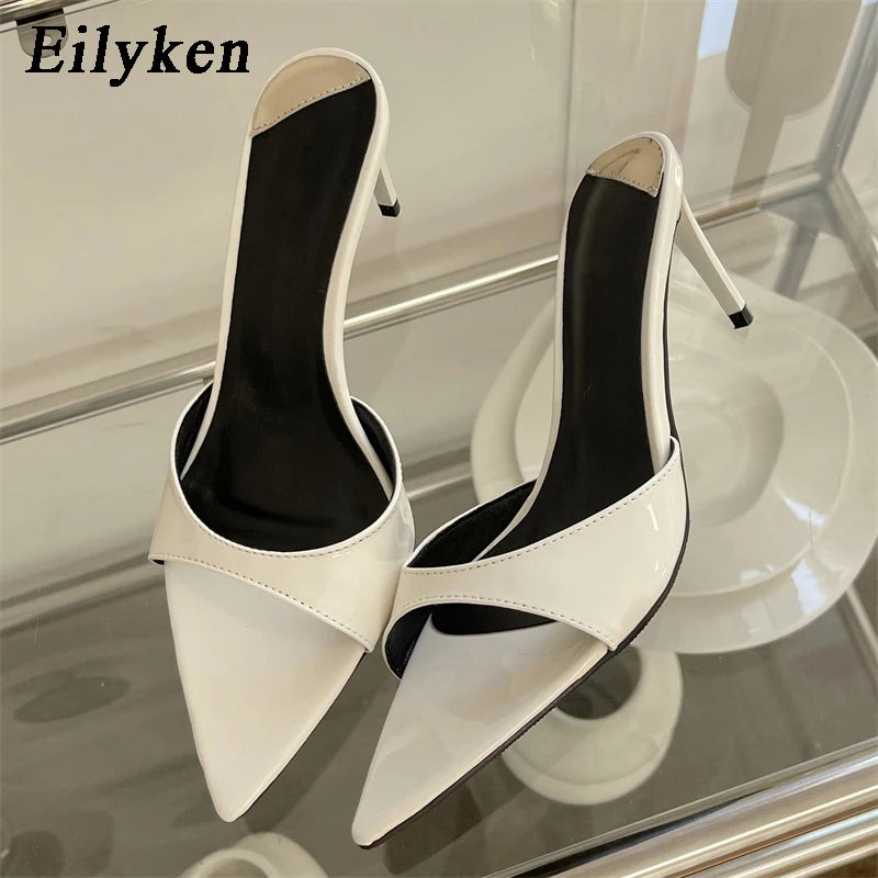 Eilyken Sexy Thin Heels Slipper For Women Summer Fashion Pointed Toe Slides Stripper Party Sandal Mule Shoes Zapatillas Mujer