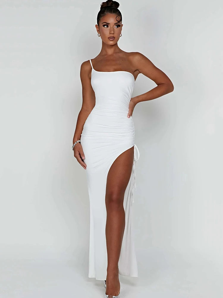 Drawstring High Slit Dress