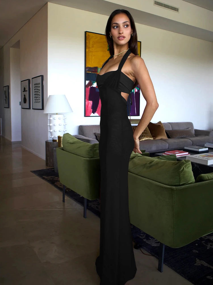 Backless Halter Maxi Dress