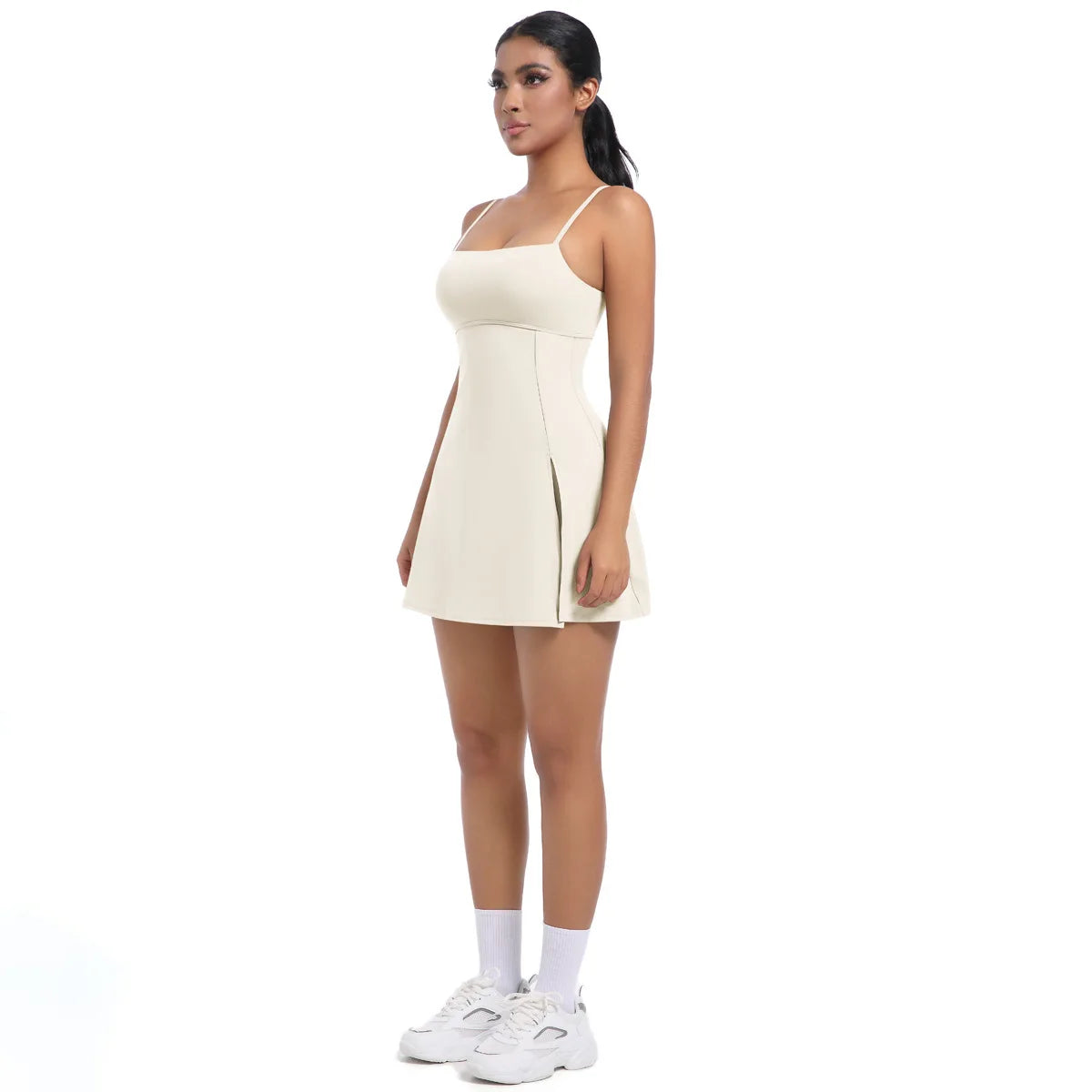 Workout Tennis Dress with Built in Short Women Sexy Fitness Mini Dress Cut Out Yoga Exercise Romper Pickleball Sports Overalls