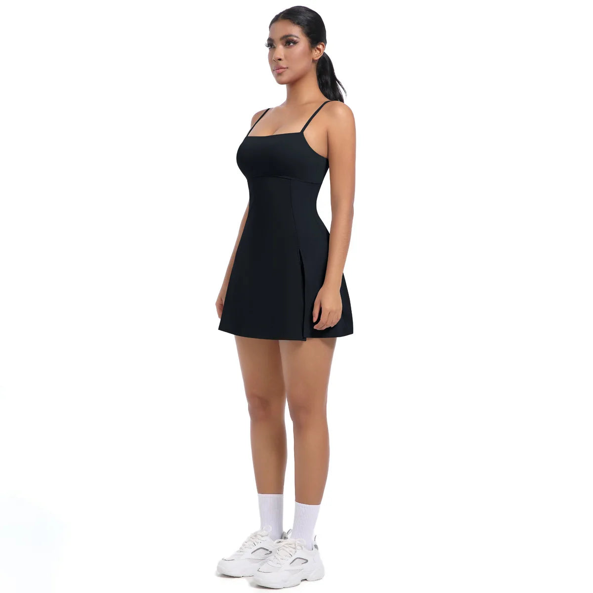 Workout Tennis Dress with Built in Short Women Sexy Fitness Mini Dress Cut Out Yoga Exercise Romper Pickleball Sports Overalls