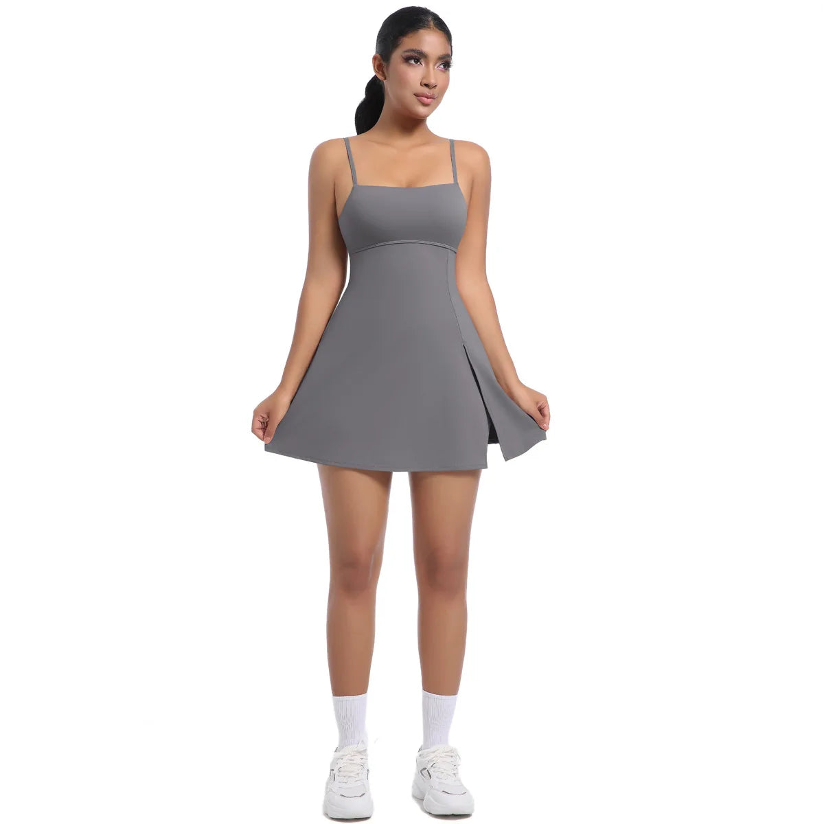 Workout Tennis Dress with Built in Short Women Sexy Fitness Mini Dress Cut Out Yoga Exercise Romper Pickleball Sports Overalls