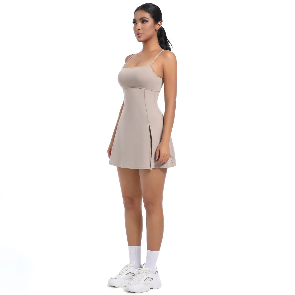 Workout Tennis Dress with Built in Short Women Sexy Fitness Mini Dress Cut Out Yoga Exercise Romper Pickleball Sports Overalls